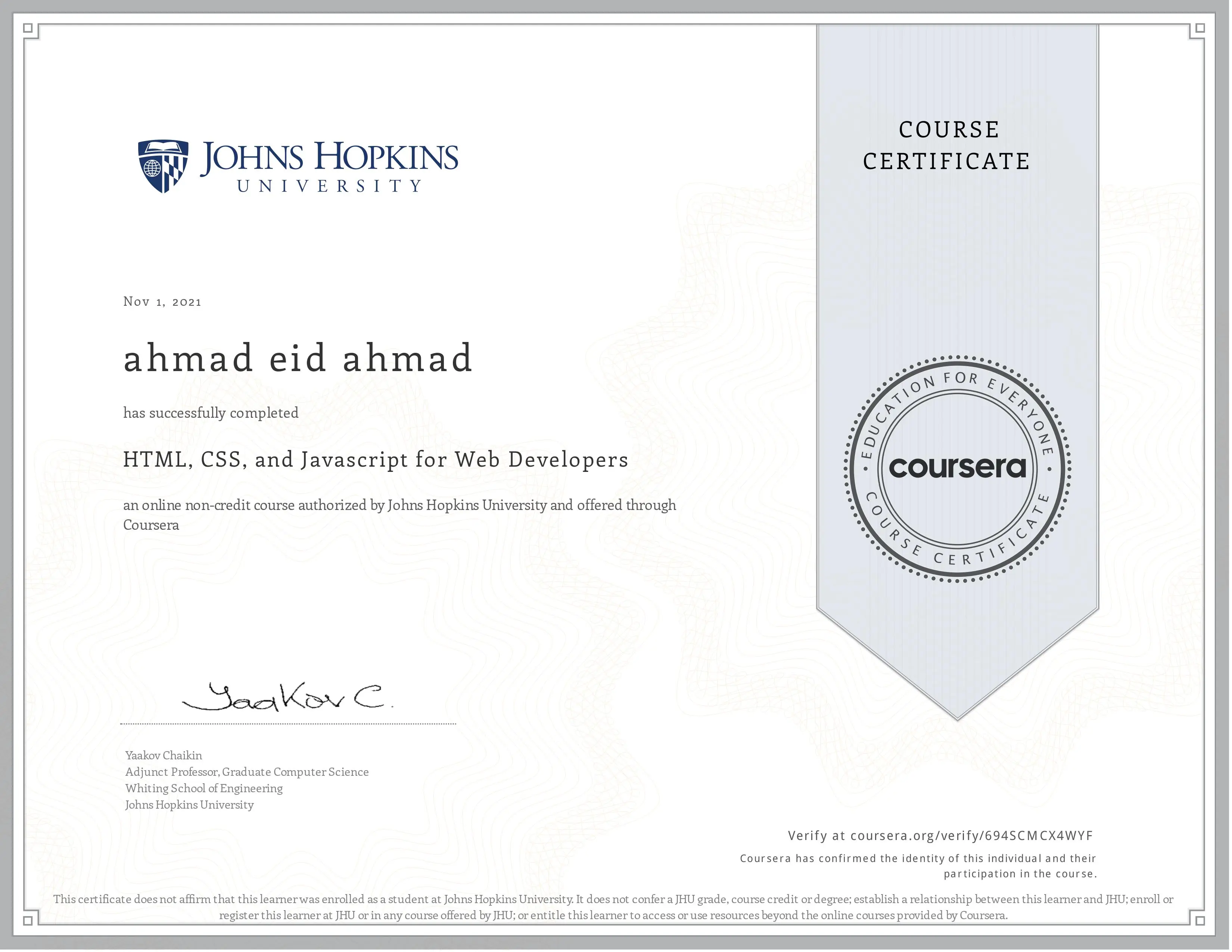 HTML, CSS and JavaScript For Web Developers